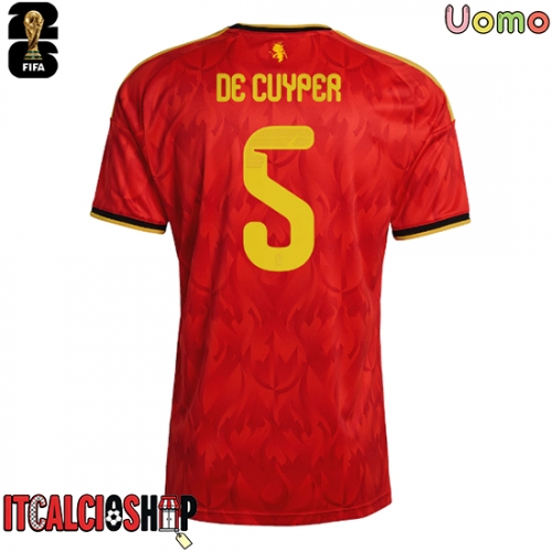 Belgio Maxim De Cuyper #5 Prima Maglia Mondiali 2026 Manica Corta